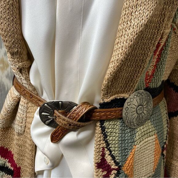 Ralph Lauren Handknit Southwestern Indian Blanket Patchwork Cardigan Sweater - Picture 7 of 16